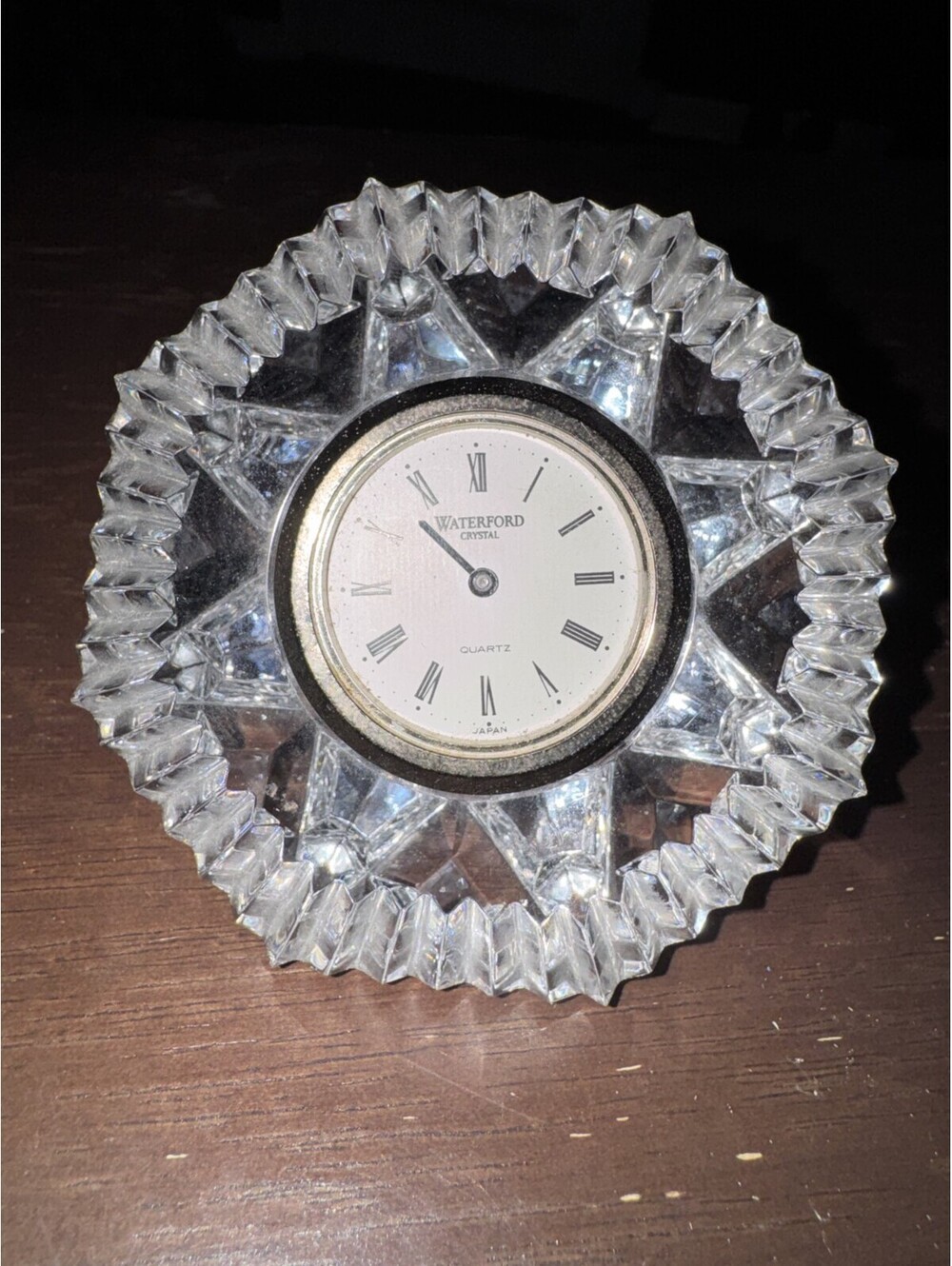 Waterford Crystal Desk Clock Diamond Paperweight Decor Does Not Work, Small Chip